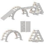 Indoor Climbing Frame 5-in-1 Triangle with Slide and Arch, Grey and White