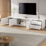 Modern TV Stand 170cm, Floating/Freestanding, 3 Doors 2 Drawers, High-Gloss White