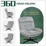 Swivel Lounge Armchair, Water-Repellent Recliner with Integrated Armrest, Chenille Look