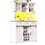 Tall Kitchen Cabinet with LED Lighting and Adjustable Shelves, White
