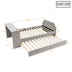 Upholstered Kids Bed 90x200 with Desk & Trundle, Grey Velvet