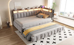 Upholstered Sofa Bed 90x200cm with Pull-Out Bed, Light Grey Velvet