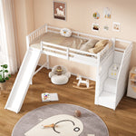 Children's Bunk Bed 90x200cm with Slide & Storage Ladder, White