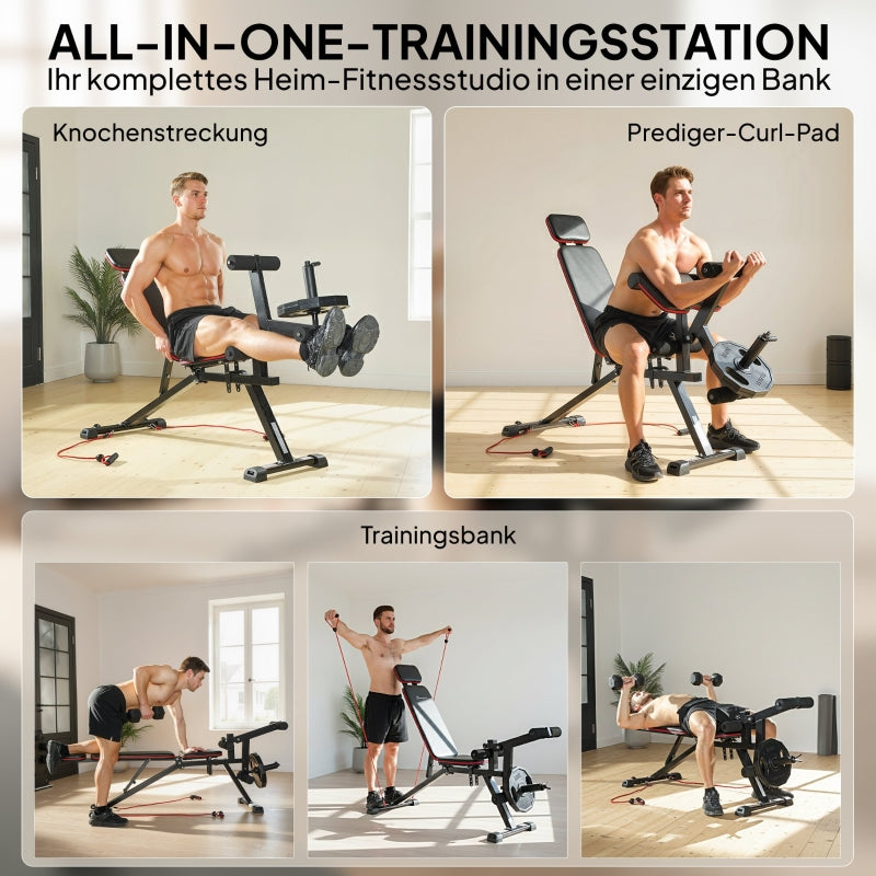 Adjustable Weight Bench, 3-in-1 Training Bench with Leg Extension and Curl Pad, 300 kg Capacity