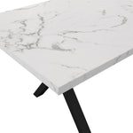 Dining Table Rectangular Crossed Legs Wrought Iron Marble Effect 140x80cm - Black and White