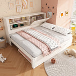 Sofa Bed Double Bed 140x190cm Pull-out Bed 90x190cm Storage USB/Type-C White