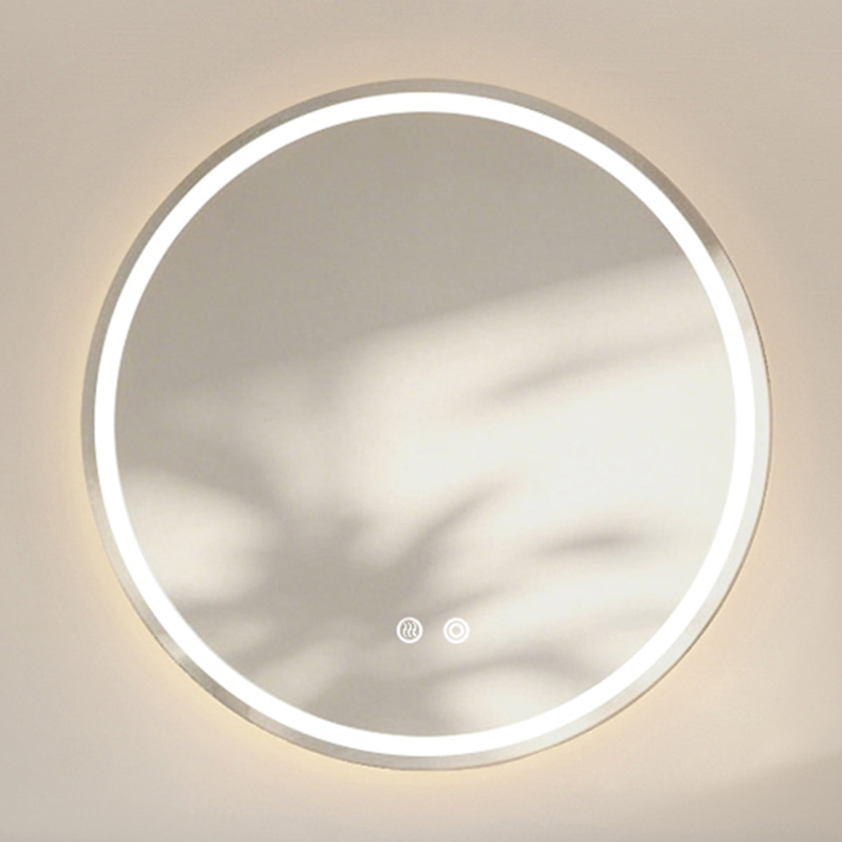 Round LED Bathroom Mirror 80x80cm, Dimmable Fog-Free Glass