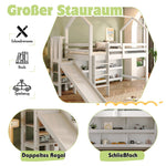 Multifunctional Children's Single Bed with Slide, Stairs and Storage, White Solid Wood and MDF