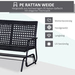 Swing Bench, 2-Seater Garden Swing, Polyrattan