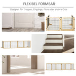 Dog Gate, Bidirectional Folding, Pinewood Metal Natural