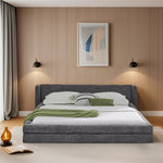 Double Bed 160x200cm Comfortable Backrest Sturdy Frame - Dark Grey Chenille