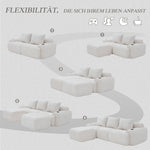 3-Seater Modular Corduroy Sofa with 2 Ottomans, Cup Holders and Storage Pocket, Beige