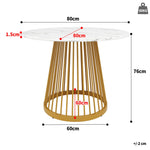 Round Dining Table 80cm 4-Person MDF Marbled Top Gold Legs