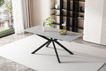 Extendable Dining Table Automatic Rectangular Cross Leg L150/180cm - Cement Pattern Black/Grey