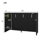 Sideboard, Minimalist with Flexible Storage, Gold Handles & Adjustable Dividers, Black