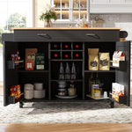 Modern Kitchen Island 102cm Dining Cart Storage - Black