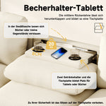Three-seater Sofa Modern Folding Table USB Port Drink Holder Storage - Chenille