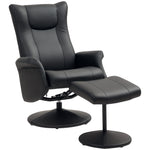 Recliner Chair with Footstool, 360° Rotating, 150 kg, Faux Leather Black