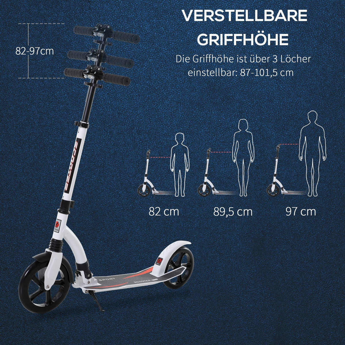 Children's Scooter, Foldable, Height Adjustable, Aluminum White