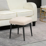 Footstool Square Stool Dressing Stool Steel Legs Cashmere Look Beige