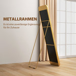 Full Length Mirror, 160 x 40 cm, Standing, Metal Frame, Gold