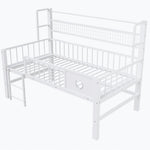 Children's Low Loft Bed with Storage Compartments, 90x200cm, White Metal