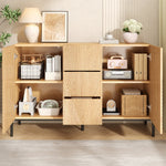Modern Sideboard with Geometric Structure, Double Doors and Middle Drawer, Living/Dining Room Storage Cabinet