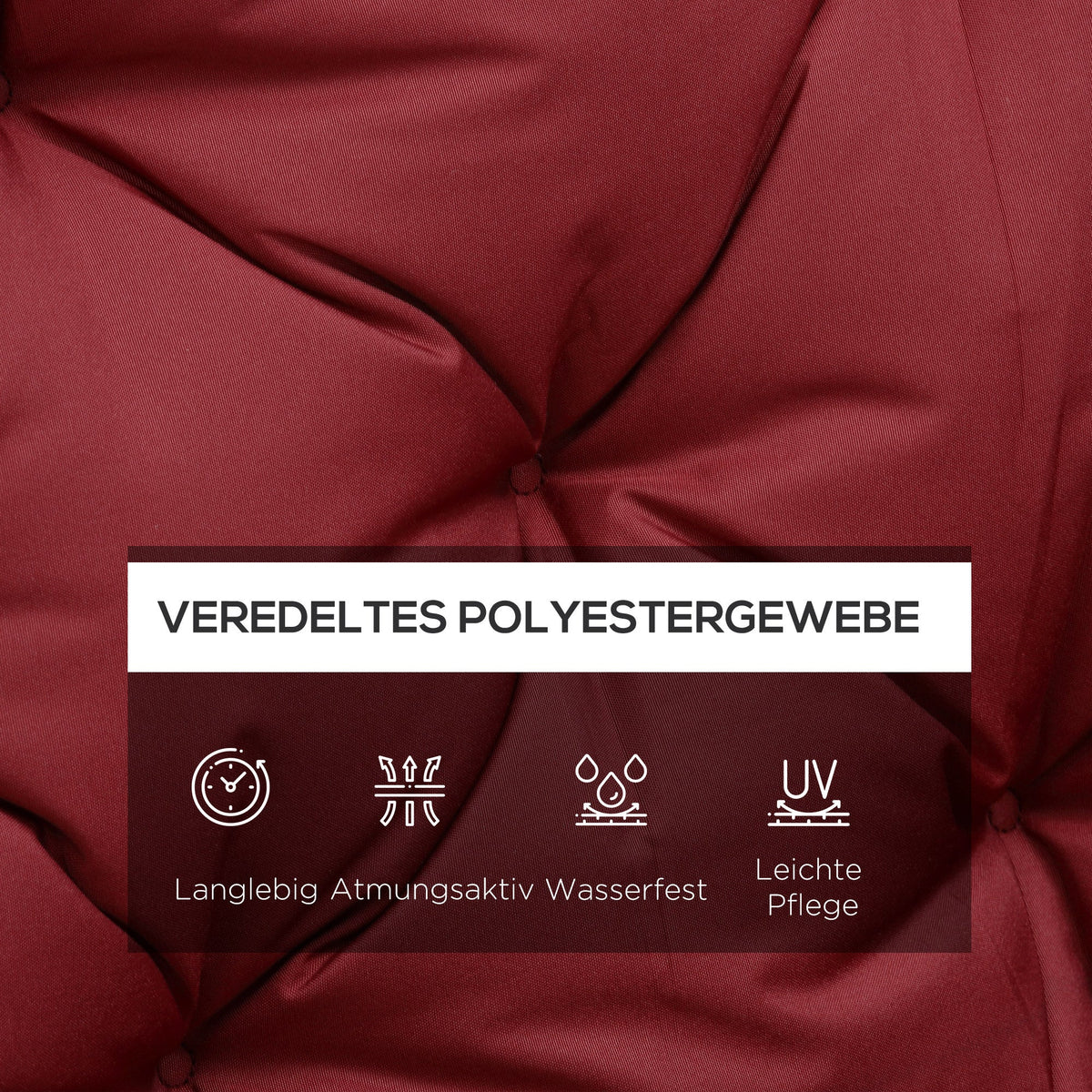 3-seater Bench Cushion with Ties, Outdoor/Indoor Seat Pad 150x98x8 cm, Red
