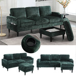 Sofa, 4-Seater with Footstool & Storage, Velvet