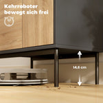 Sideboard Push-to-Open Doors Metal Legs - Black/Natural Wood