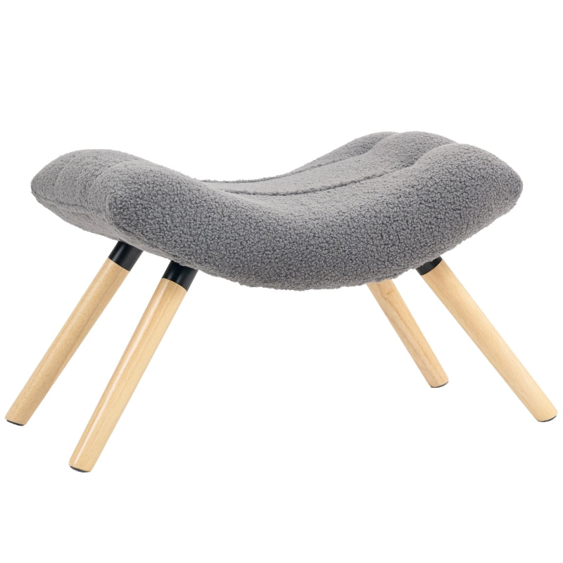 Footstool, Upholstered Stool, Dark Grey Berber Fleece
