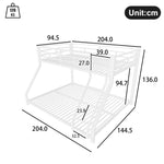 Bunk Bed 90x200 & 140x200 cm with Guardrail & Steps, White Metal