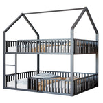 Bunk Bed, Loft Design with Stairs & Door, Black Metal