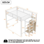 Bunk Bed 140x200 Ladder Storage Shelf Wardrobe Iron Frame White