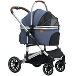 Dog Stroller, 3-in-1 Foldable Buggy with Cushion, Dark Blue