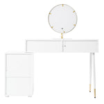Dressing table with LED mirror and lighting, 5 spacious drawers, white