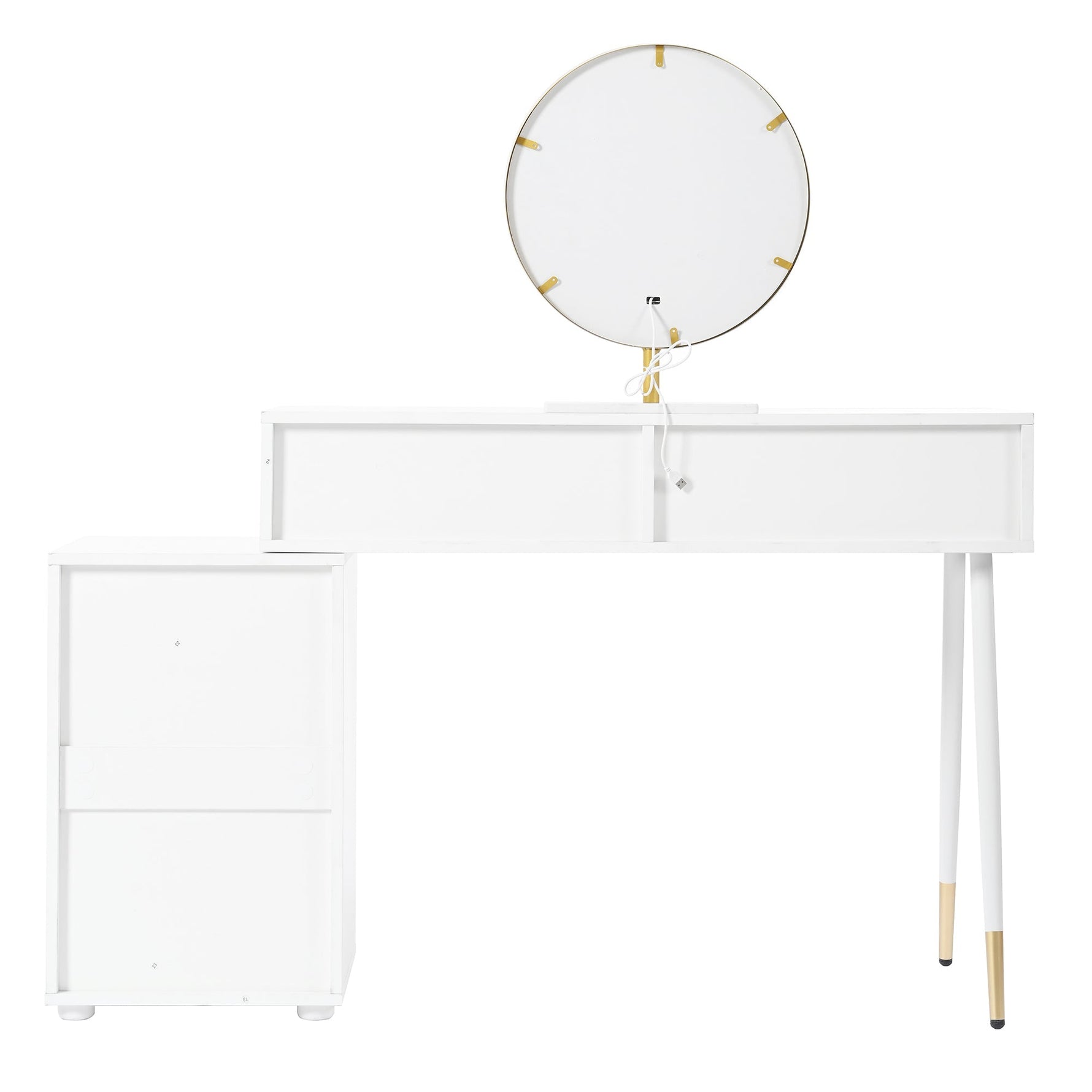 Dressing table with LED mirror and lighting, 5 spacious drawers, white