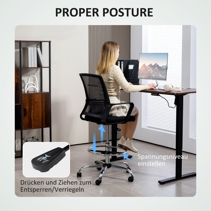 Office Chair, Swivel Rotating Desk, Adjustable Rollable, Black