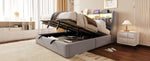 Upholstered Storage Bed 180x200cm with LED, Light Grey Velvet