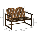 2-Seater Garden Bench, Backrest Armrests 240kg Load Capacity, Charred Wood