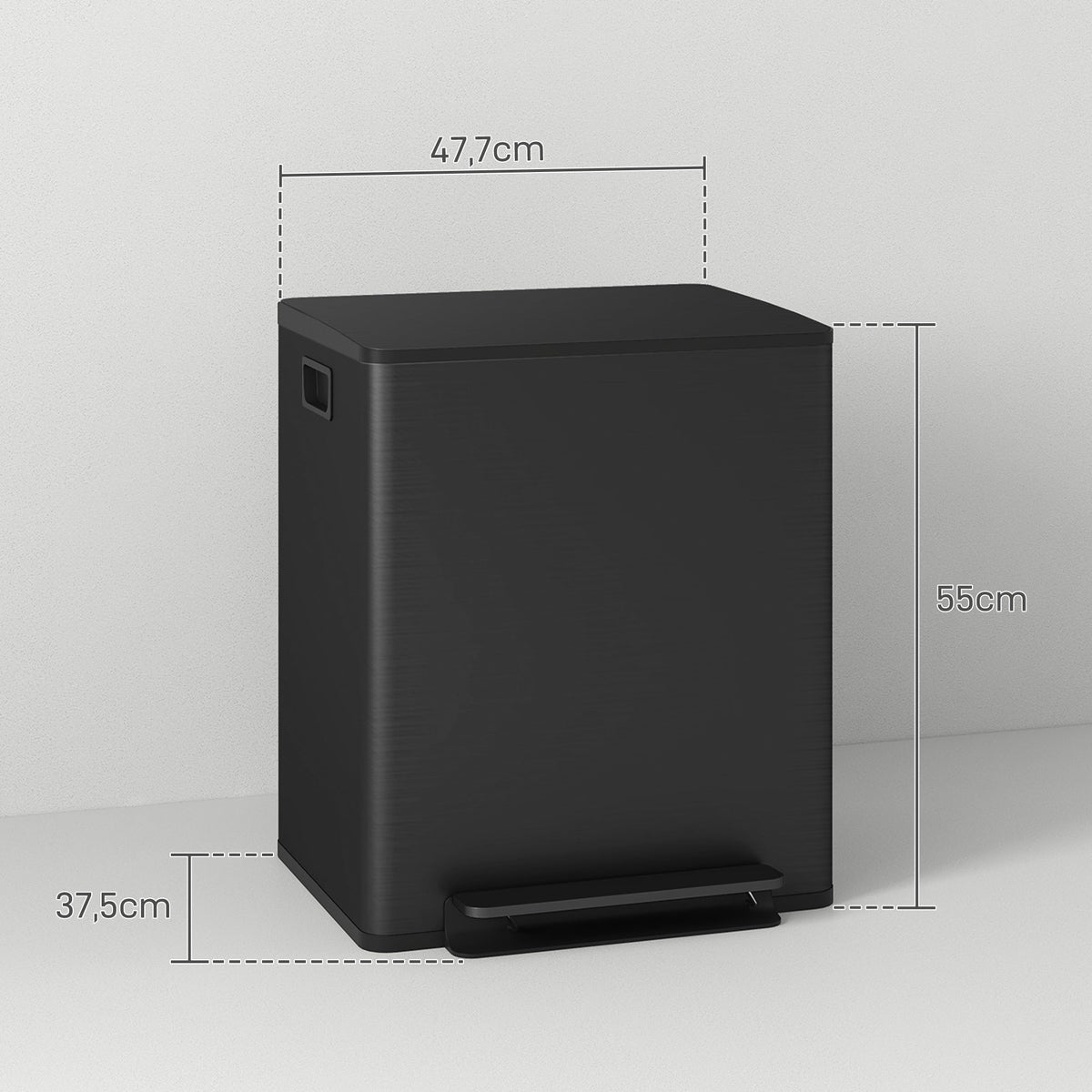 Trash Can 2x25L Pedal Bin, Dual, Stainless Steel