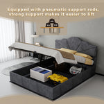 Modern Soft Bed 140x200cm with Mattress & Storage - Gray
