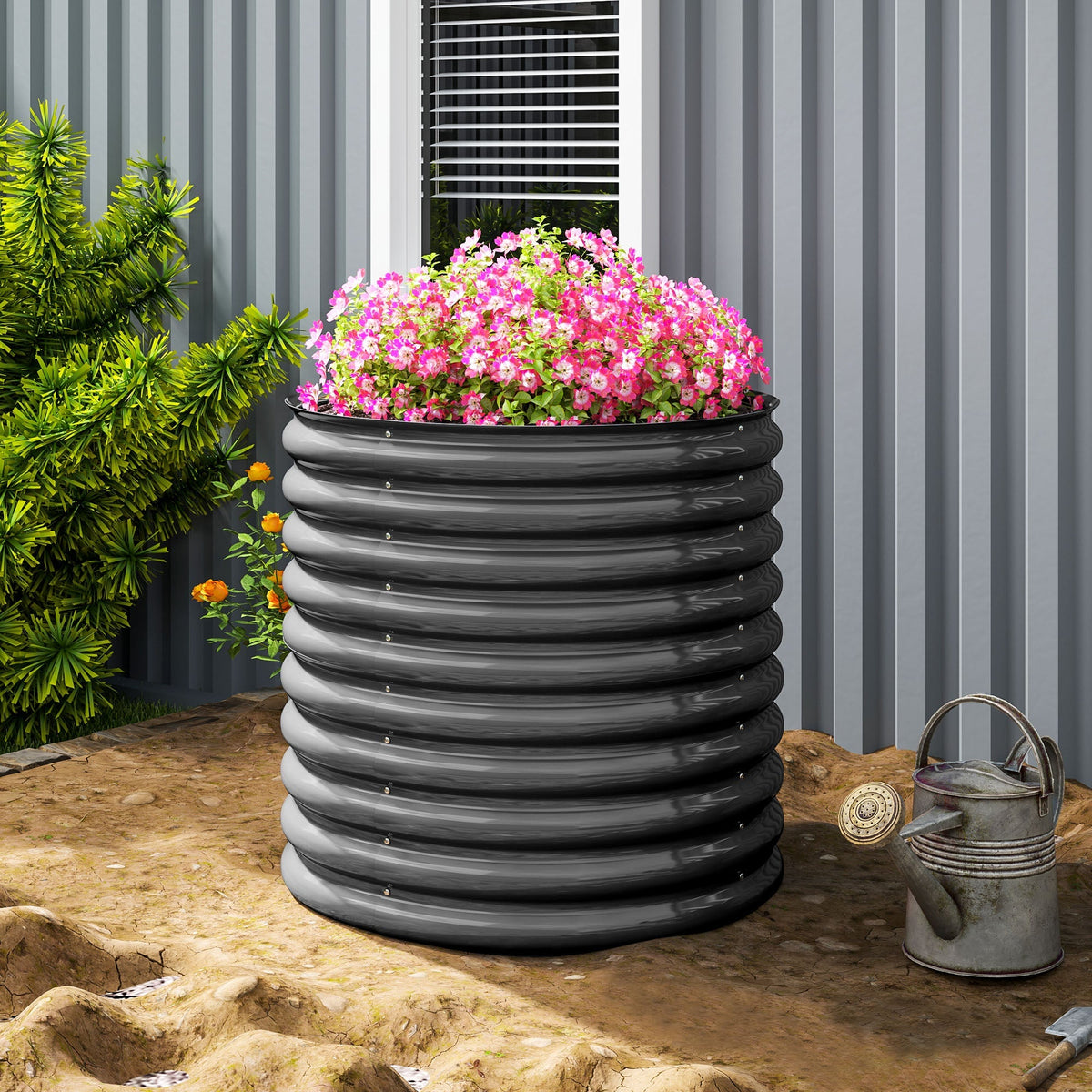 Raised Garden Bed, Stackable Planter Box 160x80x80cm for Vegetables & Flowers, Steel