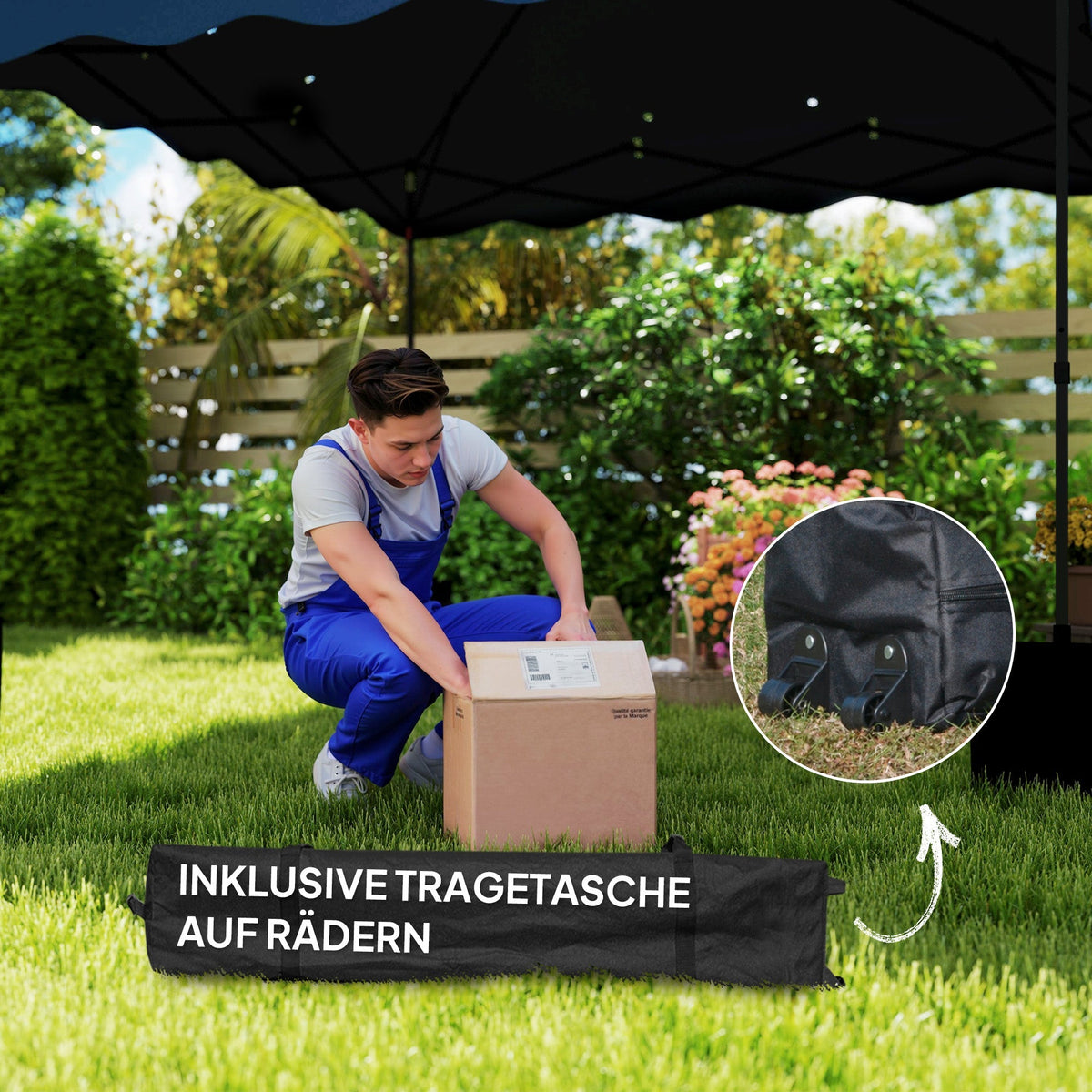 Gazebo 3x3m Pop-Up, Water-Repellent, UV Protection 50+, Dark Blue