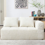 Sofa 2-Seater, Plush Cushion Side Pockets, Beige