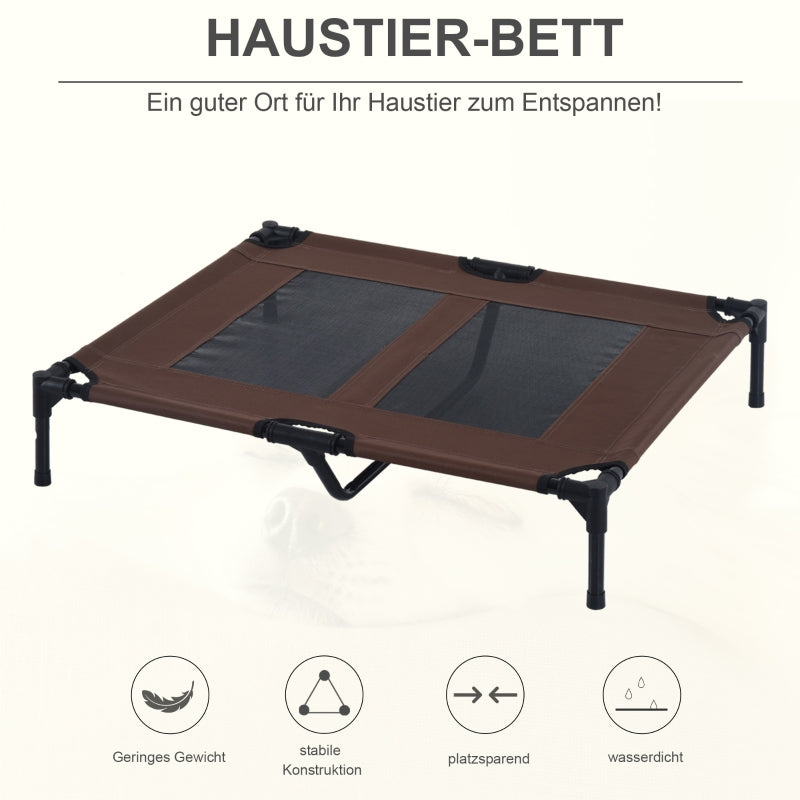 Outdoor Dog Bed, Cooling Raised, Metal Frame, Coffee Brown