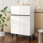 Shoe Cabinet Modern Double Doors Adjustable Shelves 95x60x34.5cm - White