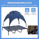 PawHut Outdoor Dog Bed with Canopy, Foldable, blue + black
