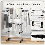 Clothes Airer, 5 Tiers Foldable, One-Click System, Black + Silver