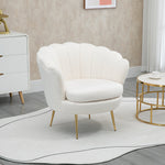 Armchair, Upholstered Shell-Shaped Recliner, Fleece, White